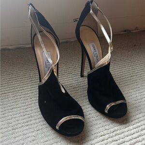Jimmy Choo Black Heels with Gold Trim